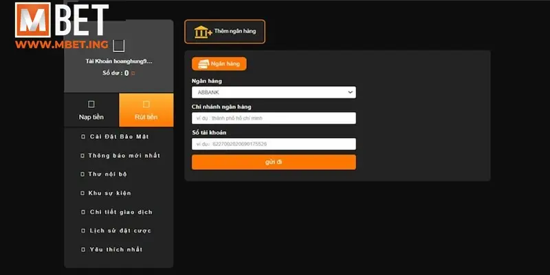 Nhật thông tin rút tiền Mbet chính xác